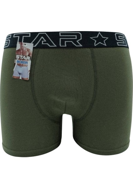 Erkek Haki Beli Kemerli Lycralı Boxer