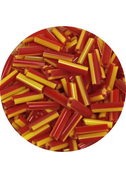 Uzun Boru Kesme Boncuk Çap 2mm Uzunluk 10 mm - 20 Gram - Sarı Kırmızı - Bnc235