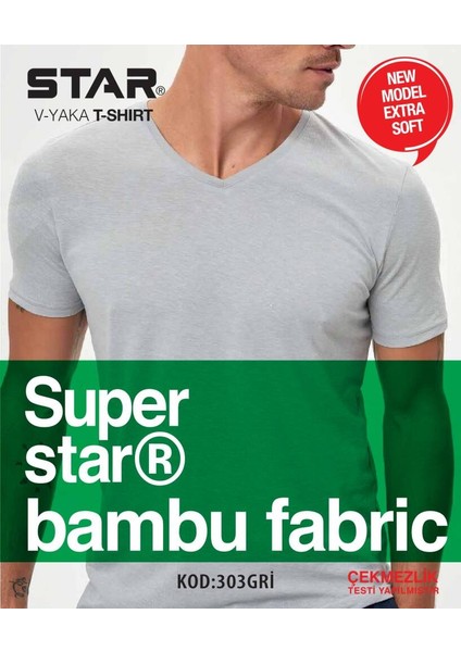 3 Lü Erkek Organik Bambu Kısakol V Yaka Basic T-Shirt