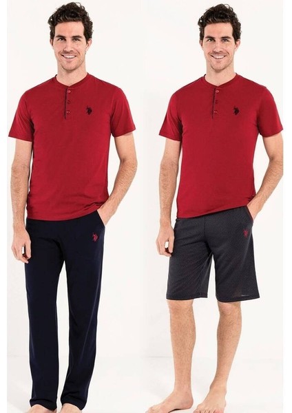 Erkek 3lü Pijama Takımı Bordo