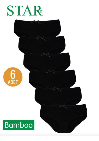 Kadın 6 Lı Siyah Organik Bambu Bato Külot