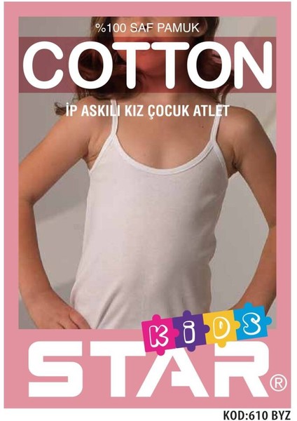 3 Lü Kız Çocuk Saf Pamuk Ip Askılı Atlet
