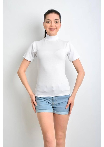 Star Ikinci Ten Kadın Beyaz Kısakol Balıkçı Yaka T-Shirt fiyatları