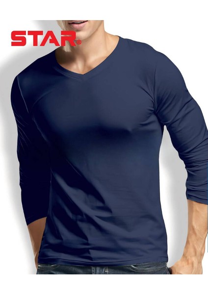 Erkek Modal Uzun Kol V Yaka T-Shirt