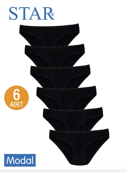 Kadın 6 Lı Siyah Modal Iz Yapmaz Bikini Külot