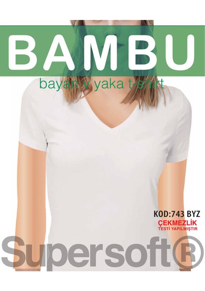 3 Lü Kadın Bambu Yarım Kol V Yaka T-Shirt