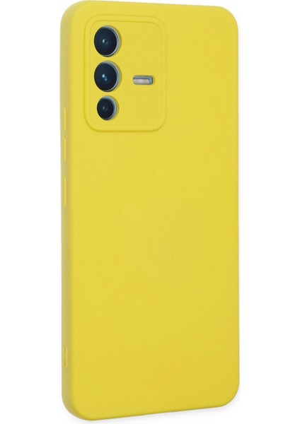 Vivo V23 5g Kılıf Nano Içi Kadife Silikon - Sarı Dpmah