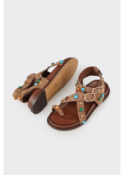 Taba Deri Kadın Sandalet modelleri