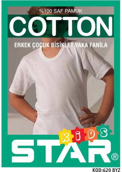 3 Lü Erkek Çocuk Saf Pamuk Açık Yaka T-Shirt ( Fanila )
