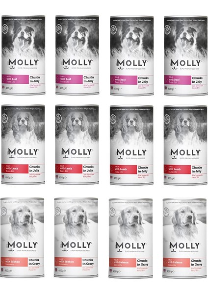 3 Çeşit Karma Köpek Konservesi 400 gr x 12 Adet