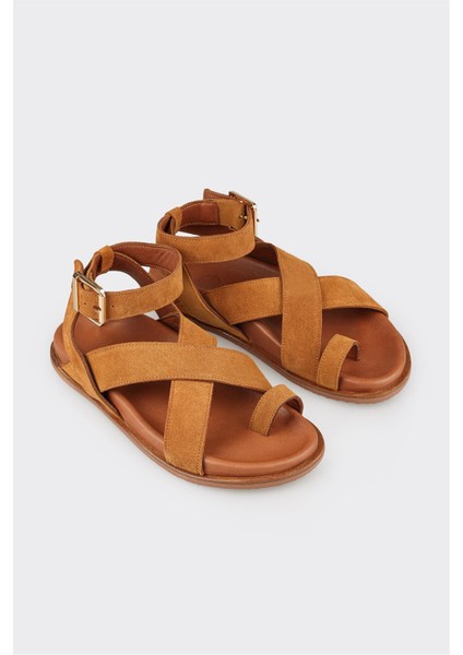 Camel Deri Kadın Parmak Arası Sandalet fiyatları