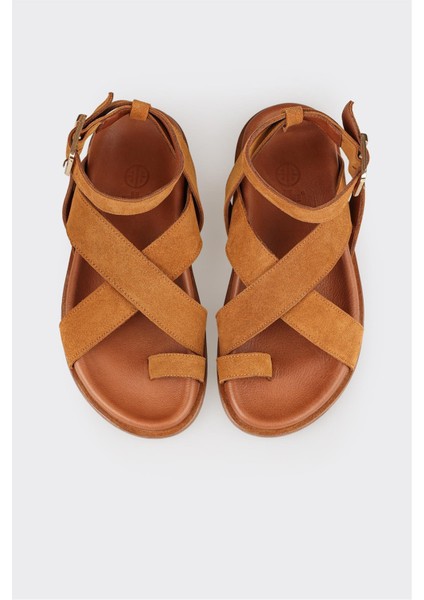 Camel Deri Kadın Parmak Arası Sandalet fırsatları
