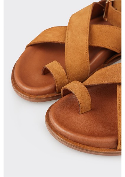 Camel Deri Kadın Parmak Arası Sandalet indirimleri