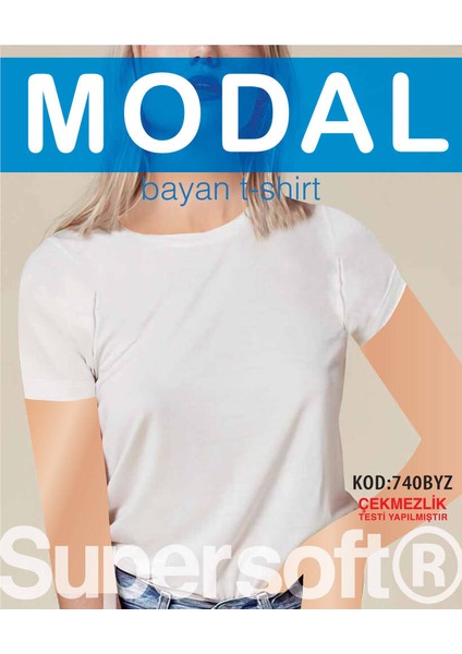 3 Lü Kadın Modal Sıfır Yaka Kısa Kol T-Shirt