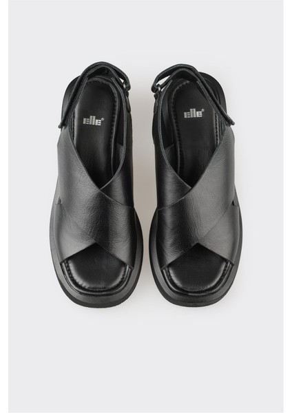 Siyah Deri Kadın Günlük Sandalet fırsatları