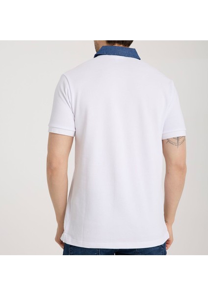 Polo Mono Yaka Beyaz Regular Fit