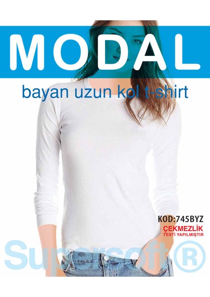 Kadın Modal Uzunkol Sıfır Yaka T-Shirt