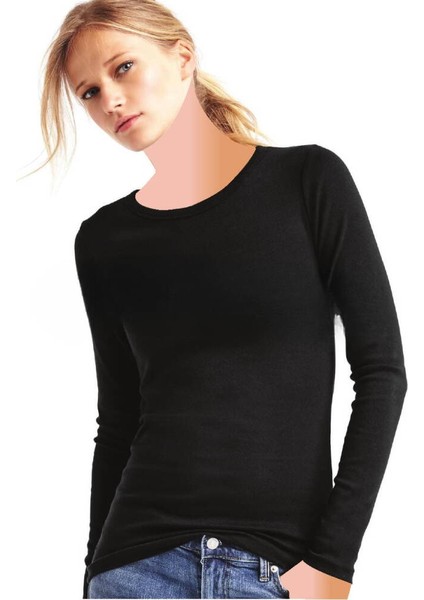 Kadın Modal Uzunkol Sıfır Yaka T-Shirt