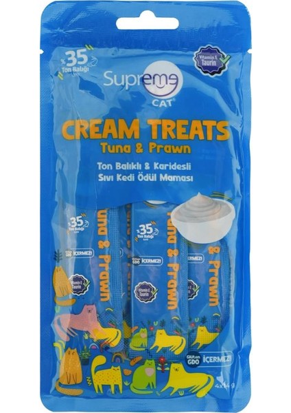 Sıvı Kedi Ödül Maması Ton Balıklı & Karidesli 4X14 gr