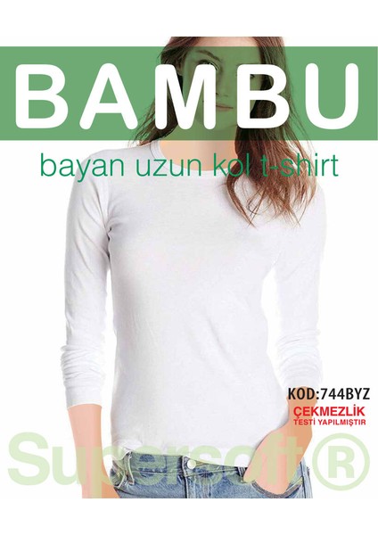 Kadın Bambu Sıfır Yaka Uzun Kol T-Shirt