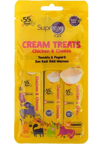 Sıvı Kedi Ödül Maması Tavuklu & Peynirli 4X14 gr
