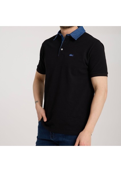 Polo Mono Yaka Siyah Regular Fit