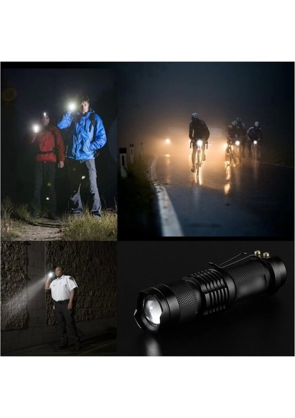 Km-87 Polis Tipi Zoomlu Şarjlı Metal Dağ Kamp Cep Feneri Cree LED 2300 Lumens
