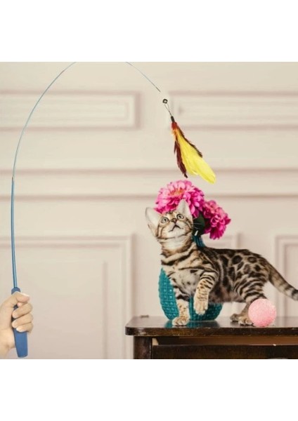 Teleskopik Zilli ve Tüylü Kedi Oyuncağı