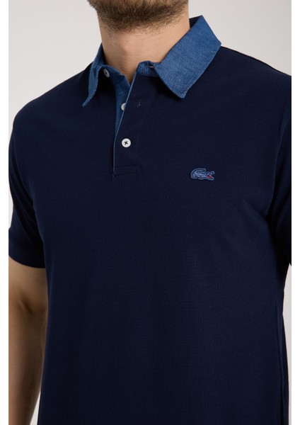 Polo Mono Yaka Lacivert Regular Fit