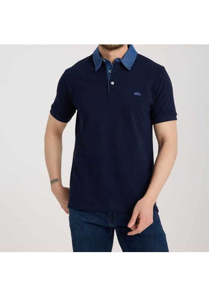 Polo Mono Yaka Lacivert Regular Fit