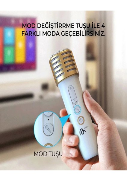 Karaoke Bluetooth Hoparlör Aggıy Ag-S7 Kablosuz Mikrofonlu Rgb LED Parti Işıklı