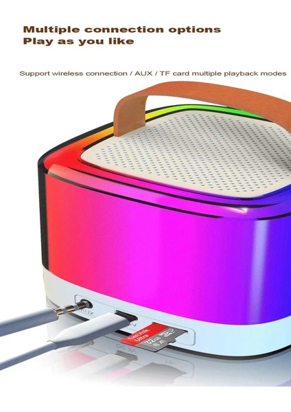Karaoke Bluetooth Hoparlör Aggıy Ag-S7 Kablosuz Mikrofonlu Rgb LED Parti Işıklı
