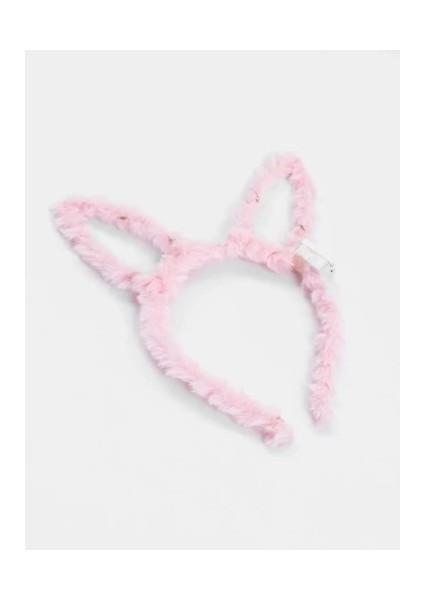 LED Işıklı Peluş Tavşan Kulak Taç Pembe