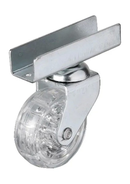 327 - 50X20 mm Şeffaf Makaralı Uzun U Tablalı Teker 4 Adet