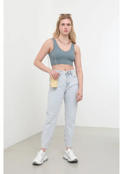 V Yaka Fitilli Büstiyer Mint modelleri