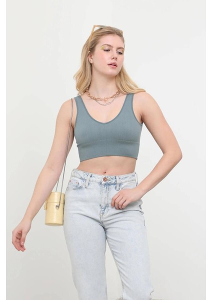 V Yaka Fitilli Büstiyer Mint indirimleri