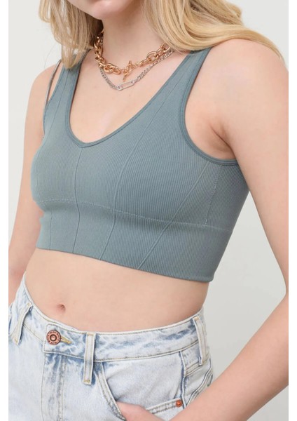 V Yaka Fitilli Büstiyer Mint