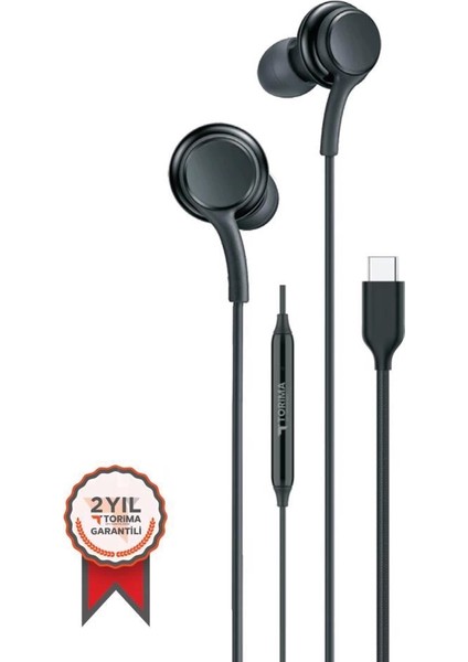 S11+ Kablolu Kulaklık Type-C Telefon Uyumlu Type-C Jak Kulaklik Siyah