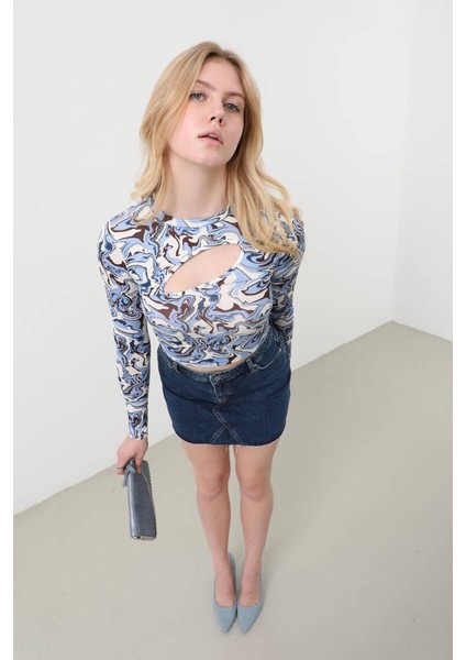 Pencere Detaylı Jakarlı Crop Top fiyatları