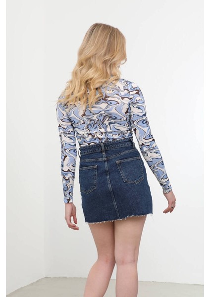 Pencere Detaylı Jakarlı Crop Top indirimleri