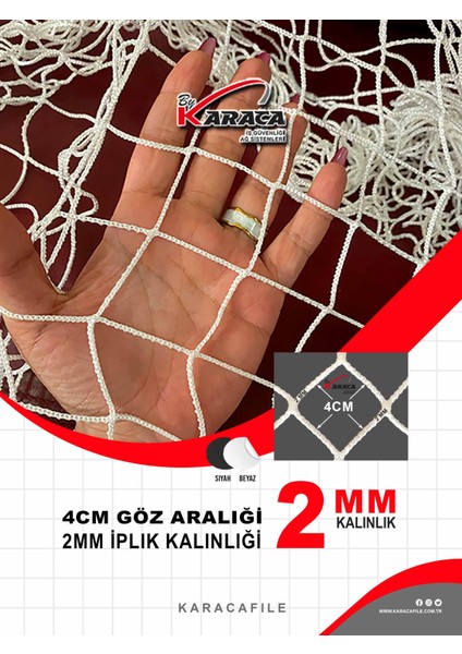 Kedi Balkon Güvenlik Filesi – 2.5 M Yükseklik | Metreyle Kesim | 2 mm Ip, 4x4 cm Göz Aralığı + Montaj Aparatları (Beyaz Veya Siyah)