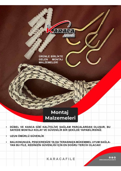 Kedi Balkon Güvenlik Filesi – 2.5 M Yükseklik | Metreyle Kesim | 2 mm Ip, 4x4 cm Göz Aralığı + Montaj Aparatları (Beyaz Veya Siyah)