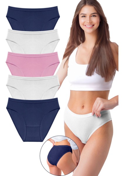 Kadın 5'li Organik Pamuk Fitilli Bikini Külot Bk2-A4