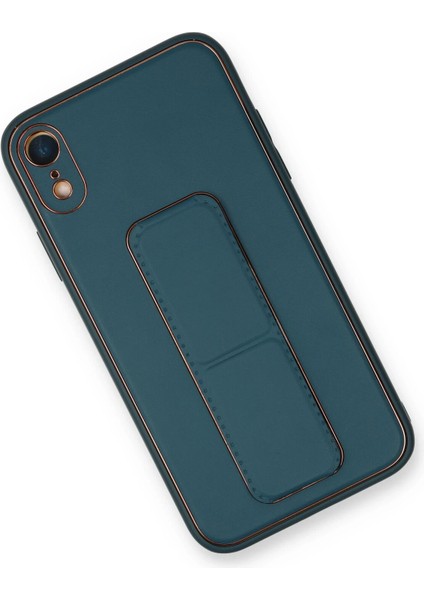 Iphone Xr Kılıf Coco Deri Standlı Kapak - Mavi Dpmah