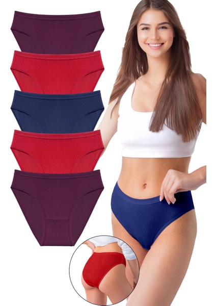 Kadın 5'li Organik Pamuk Fitilli Bikini Külot Bk2-A2