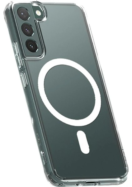 Samsung Galaxy S22 Kılıf Magneticsafe Şeffaf Silikon - Şeffaf Dpmah