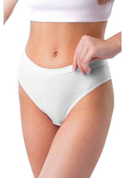 Kadın 5'li Organik Pamuk Fitilli Bikini Külot Bk2-Beyaz