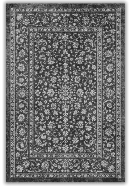 Klasik Çiçek Desenli Gri Siyah Halı Dijital Baskılı Dokuma Kaymaz Tabanlı Yıkanabilir Antre Halısı fiyatları