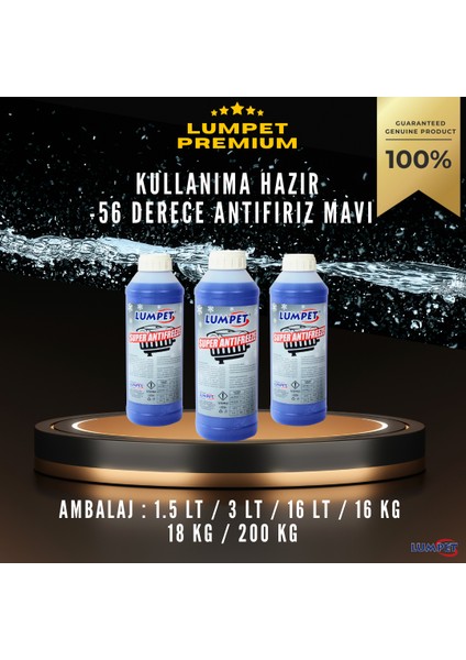 Ready To Use - 37 Mavi Dört Mevsim Antifriz 3 Adet 3 x 1.5 Litre