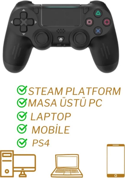 Ps4 Kol Wireless Bt Kablosuz Oyun Kolu Ps4 Joystick Tablet Telefon Pc Uyumlu Titreşimli Oyun Kolu